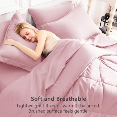 Twin Comforter Set with Sheets Pink