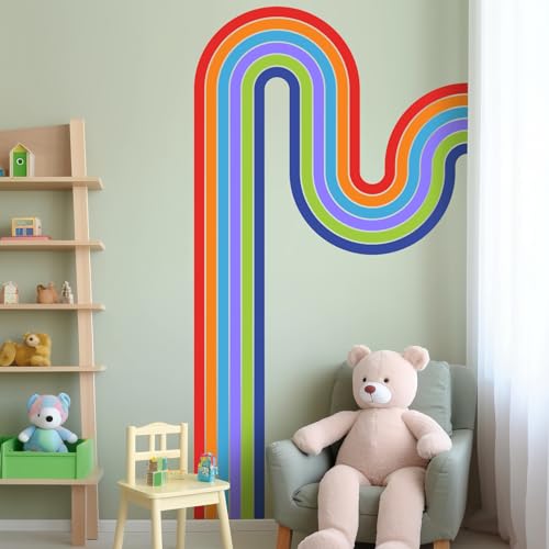 65" x 116" Large Removable Boho Rainbow Road Wall Decor (9 Count)