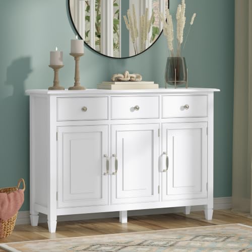 Connaught 51" Wide Solid Wood Storage Cabinet in White