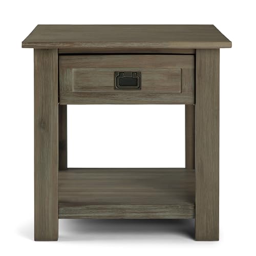 Monroe 22" Wide Solid Wood Rectangular End Table in Grey