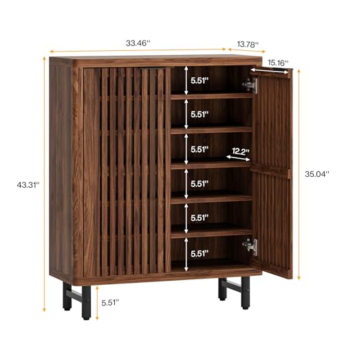 6 Tier Shoe Cabinet with Shutter Doors