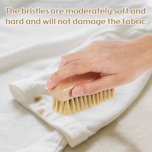 3 Pcs Wood Laundry Stain Brush Stain Remover Brushes with Boar Bristle Small Stain Brush for Clothes for Scrubbing Stains from Furniture Fabric Leather (3 Count)