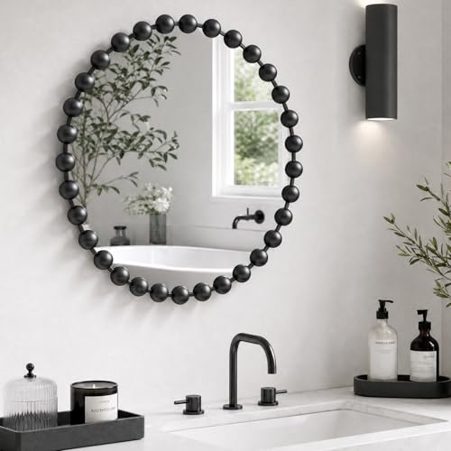 27 inch Black Round Mirror