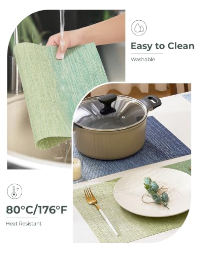 Gradient Green Woven Placemats Set of 24 (24 Count)