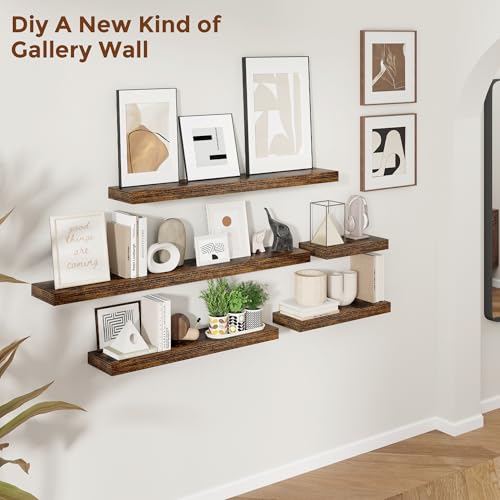 51 Inch Floating Shelves for Wall 8 Inch Deep Rustic Brown Shelves Set of 2