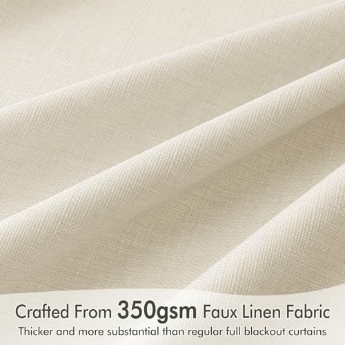 100% Blackout Back Tab Pleat Linen Curtains 50" Wx120 L (2 Count)