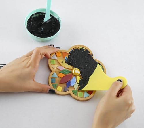 2 Sets of DIY Mosaic Craft Kits Mosaic Tiles Coaster Kit Make Your Own Mosaic Project Handmade Craft Set with Stained Glass Mosaic Tile Pieces for Decoration and Gift (12 Count)