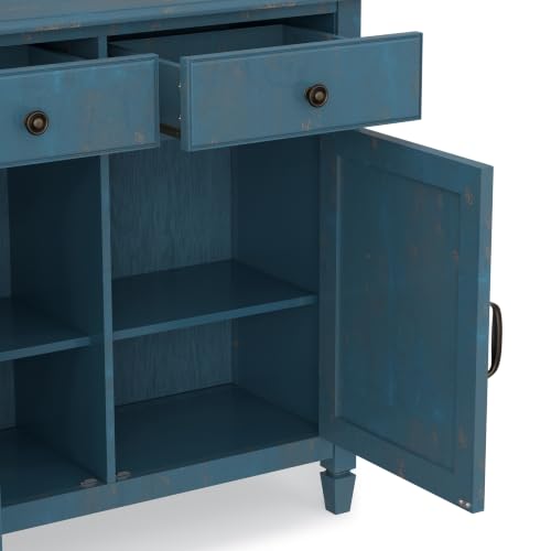 Connaught 40" Wide Solid Wood Cabinet in Distressed Coastal Blue