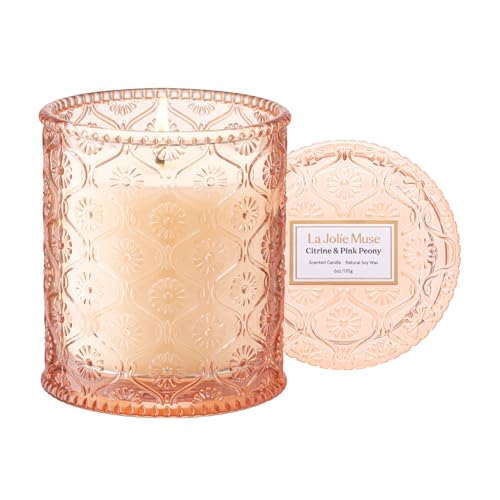 Citrine Pink Peony Scented Candles for Home
