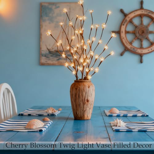 3pcs Battery Operated Cherry Blossom Flower Branch Lights Vase Filler Decor