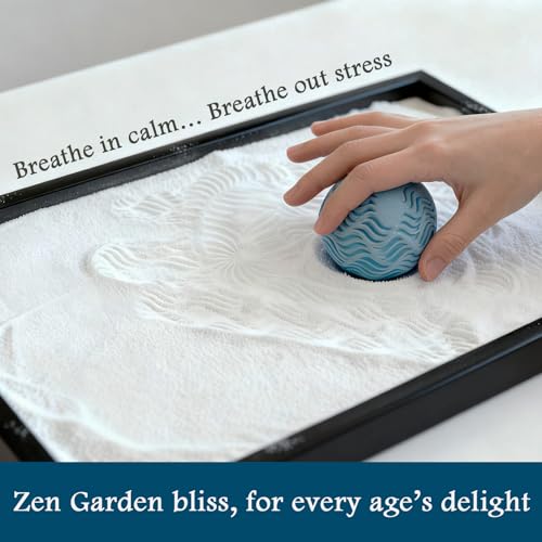Japanese Zen Garden Kit for Desk with 3 Sand Spheres