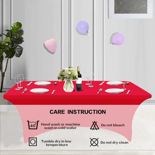 4FT Table Cloth for Rectangular Spandex Red Table Cover