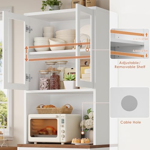 71“ Tall Kitchen Pantry Storage Cabinet with Microwave Stand