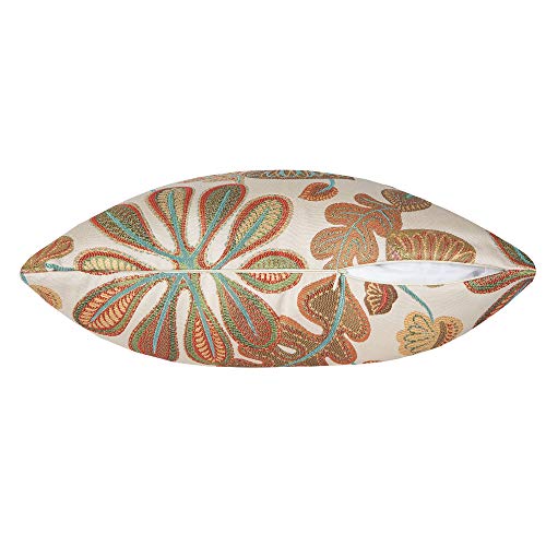 Set of 2 Jacquard Tropical Leaf Pattern Throw Pillow Covers Decorative Pillowcase 20X20 Inches (2 Count)
