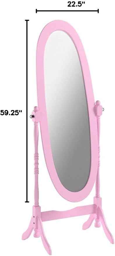 Roundhill Furniture Queen Anna Style Floor Cheval Mirror, Pink