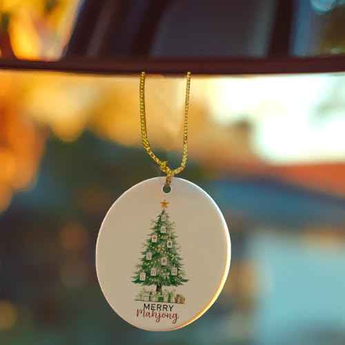 Green Ribbon Mahjong Christmas Tree Ceramic Ornament Gifts