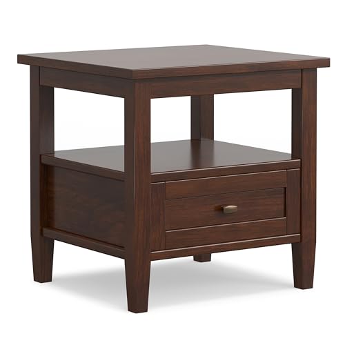 Warm Shaker 20" Wide Solid Wood End Table in Russet Brown