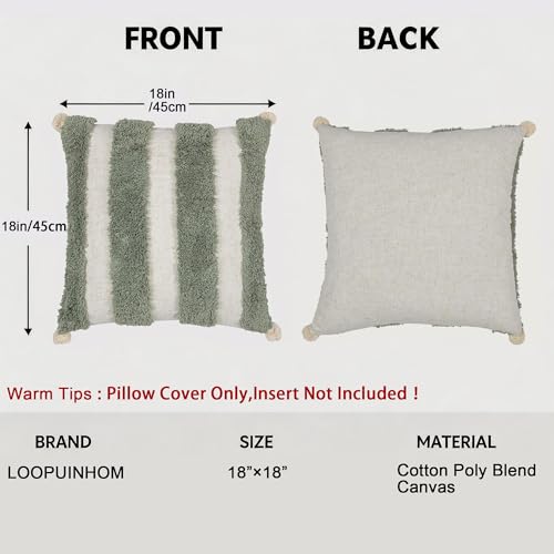 Boho Throw Pillow Covers 18x18 Tufted Home Decorations Olive
