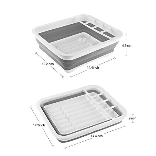 Collapsible Dish Drying Rack Portable Dinnerware Drainer Organizer for Kitchen RV Campers Travel Trailer Space Saving Kitchen Storage Tray
