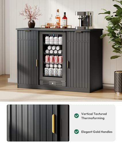 Coffee Bar Cabinet with Fridge Space and Power Outlet