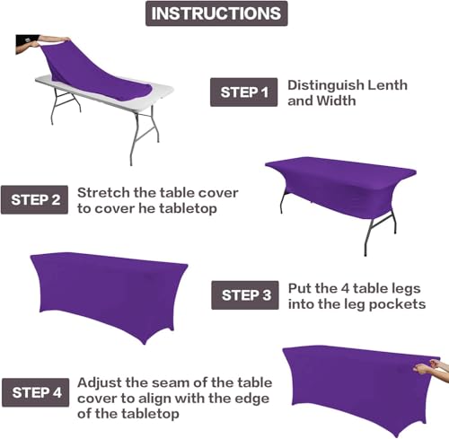 8FT Table Cloth for Rectangular Spandex Purple Table Cover