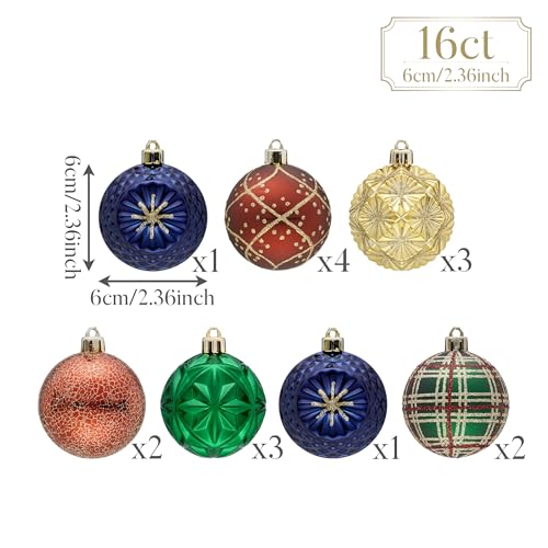 16ct Christmas Tree Decorations Ball Ornaments 2.36 Inches (16 Count)