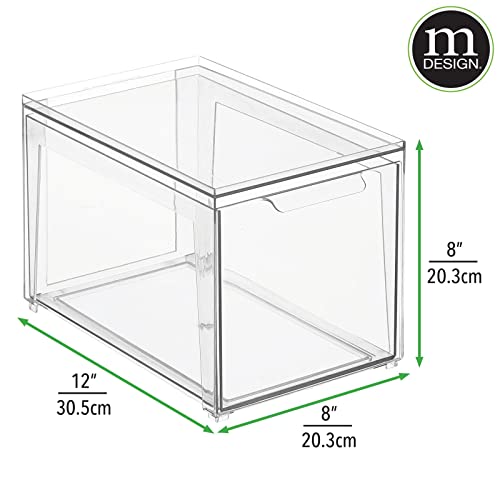 Plastic Stackable Bathroom Storage with Pull Out Bin Organizer Drawer for Cabinet (8 Count)