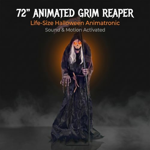 6FT Animated Grim Reaper Halloween Decoration (6ft Grim Reper)