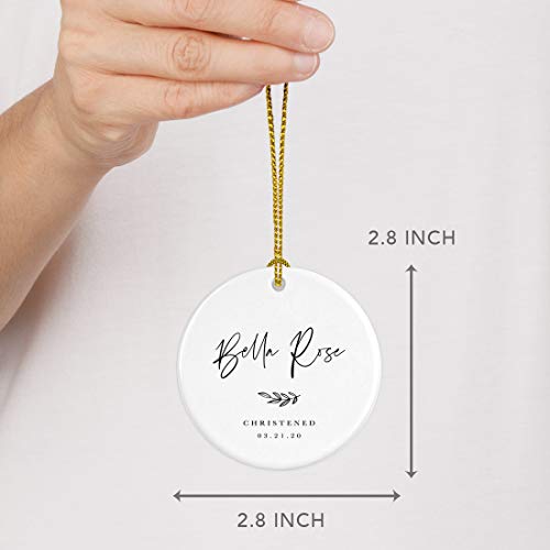 Personalized Round Ceramic Porcelain Christmas Tree Ornament Engagement Collectible Gift for Baby