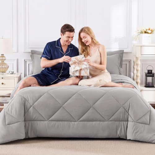 King Size Comforter Set French Grey