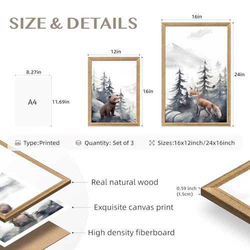 Woodland Boy Nursery Wall Art Set of 3 (3 Count)