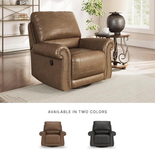 Furniture Faux Leather Swivel Glider Recliner