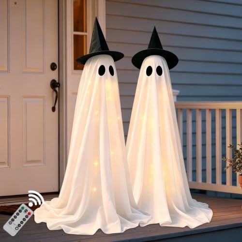 2Pack Halloween Ghost Decorations Outdoor with Remote Lights (2 Count)