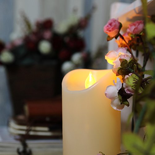 Outdoor Battery Operated Flameless Candles with Remote Timer Waterproof Flickering Plastic Electric LED Pillar Lights for Lantern Patio Garden Wedding Party Decorations 3x5 Inches 2 Pack (2 Count)