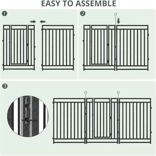 72ft (L) × 47in (H), 28 Panels & 4 Gates Garden Fence, Durable Outdoor Yard Barrier, Secure Garden Fencing, Weather-Resistant Fence for Privacy & Decoration, Black-Silver