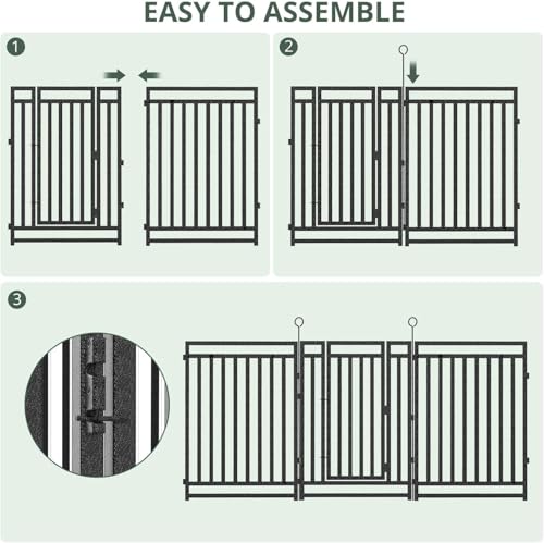 110ft (L) × 47in (H), 42 Panels & 6 Gates Garden Fence, Durable Outdoor Yard Barrier, Secure Garden Fencing, Weather-Resistant Fence for Privacy & Decoration, Black-Silver