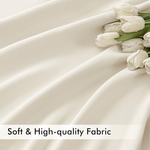 Beige White Back Tab Blackout Curtains 52x102 Inch Long 2 Panels Set (2 Count)