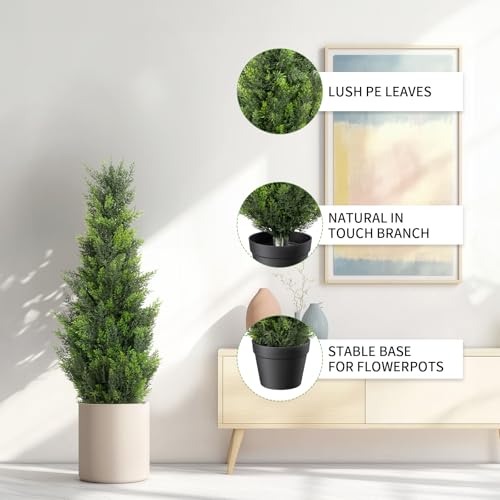 3FT Artificial Cedar Topiary Trees 2 Set (2 Count)
