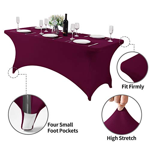 2Pack Spandex Table Cover for 6Ft or 4fT or 8ft Table Universal Fitted Stretch Tablecloth for Party (2 Count)