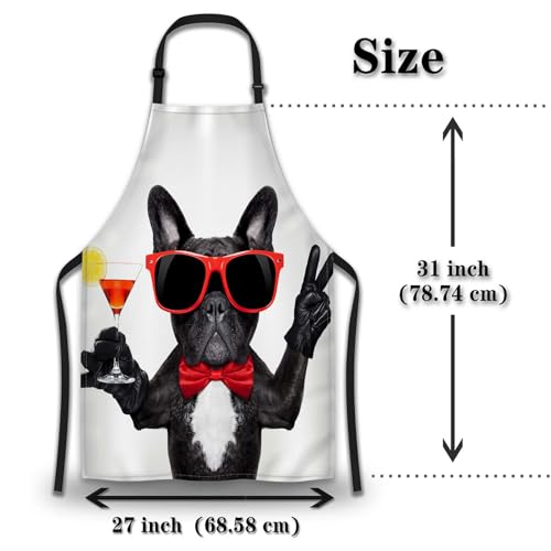 Garden Apron for Men French Bulldog Dog Funny Aprons for Women for Kitchen Cooking Restaurant BBQ Painting Crafting Gardening 27”