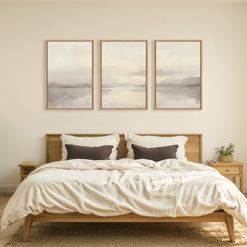 Large Abstract Neutral Beige Pastel Framed Canvas Wall Art