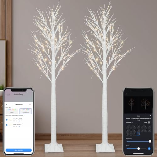 Smart Lighted Birch Twig Tree with Fairy Lights (2 Count)