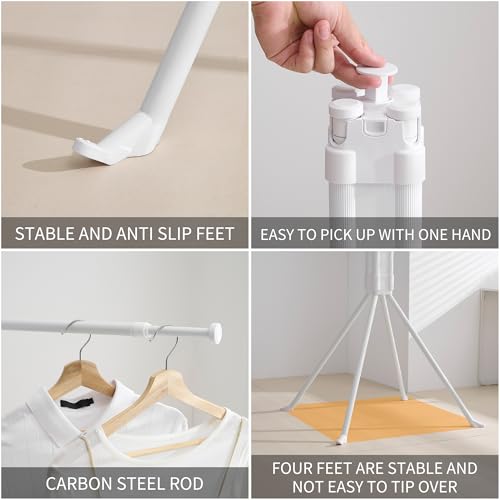 Foldable Clothes Drying Rack with Aluminum 4 Rods 16 Clips