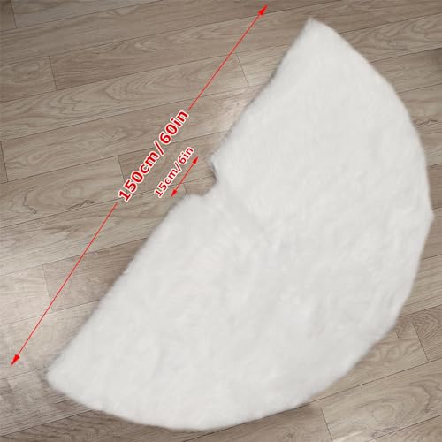 Christmas Tree 60 inches White Plush Skirt Decoration for Merry Christmas Party