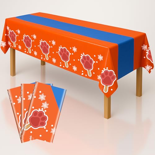 3pcs Dog Cat Paw Birthday Tablecloths (3 Count)