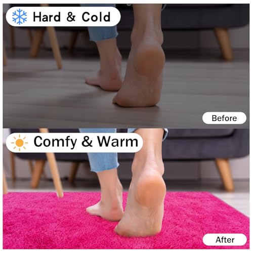 Ultra Soft Fluffy Hot Pink Rugs for Bedroom
