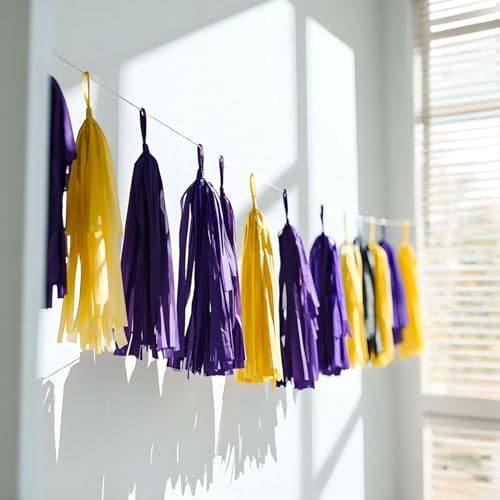 Purple Yellow Paper Tassel (20 Count)
