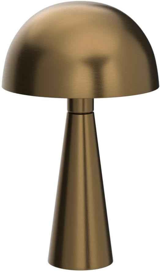 Nourison Home 16" Antique Gold Metal Mushroom Table Lamp, Modern, Retro, Desk Light for Bedroom, Dining, Office, Entryway