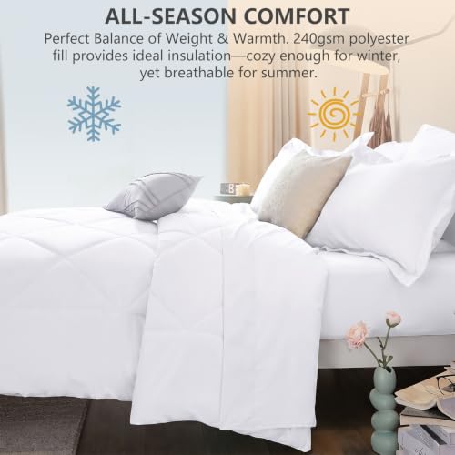 Queen Comforter Set with Sheets White