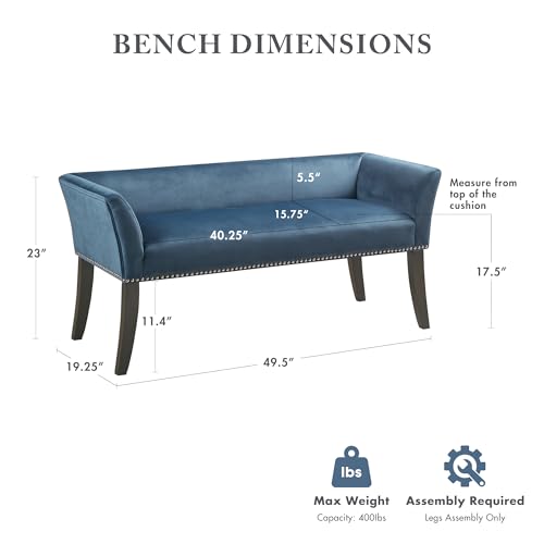 Accent Bench Upholstered with Nailhead Trim